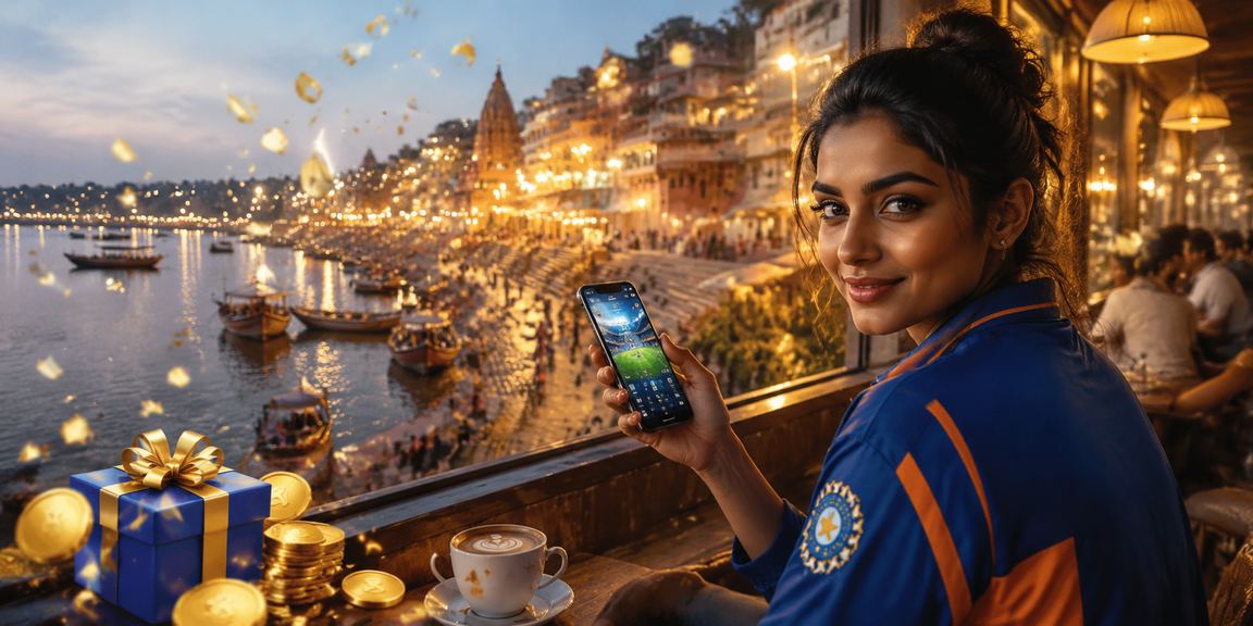 Cricket fans enjoying betting at Varanasi Ghat